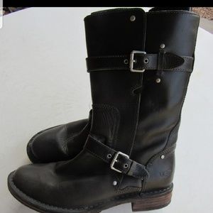 Black Authentic Leather Moto Boots